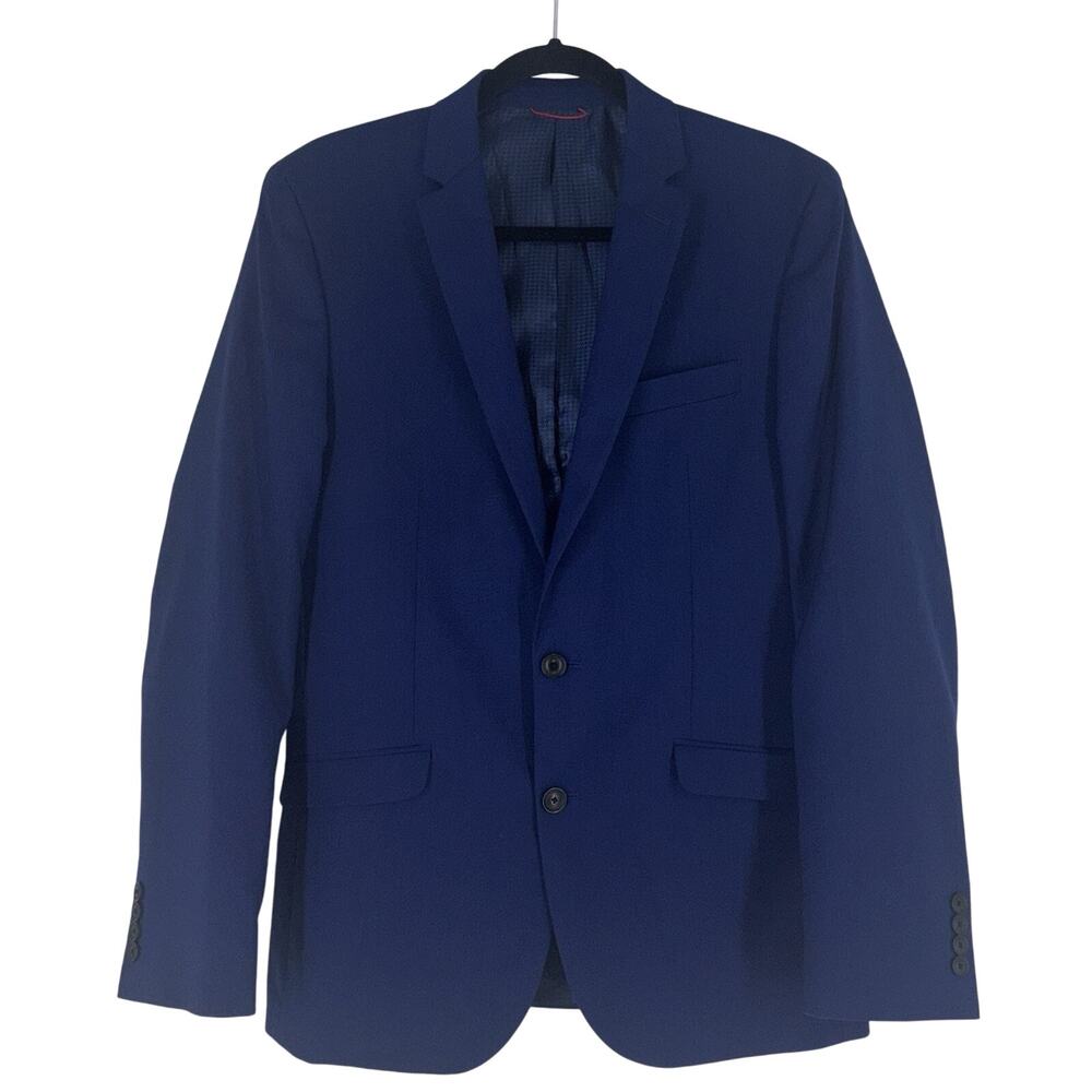 Billy‎ London Blazer Sport Coat Blue Size 38L 2-Button Single Vent Chest Pocket
